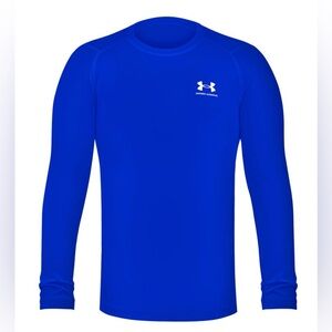 Under Armor Boys YXL HeatGear Long Sleeve Royal Blue Form Fitted Shirt NWT